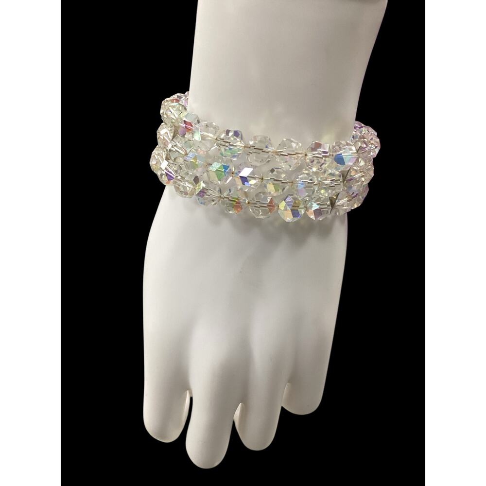 VTG Bracelet Women’s 1 Size Crystal Beads Wrap Around Type 3 Strands Iridescent